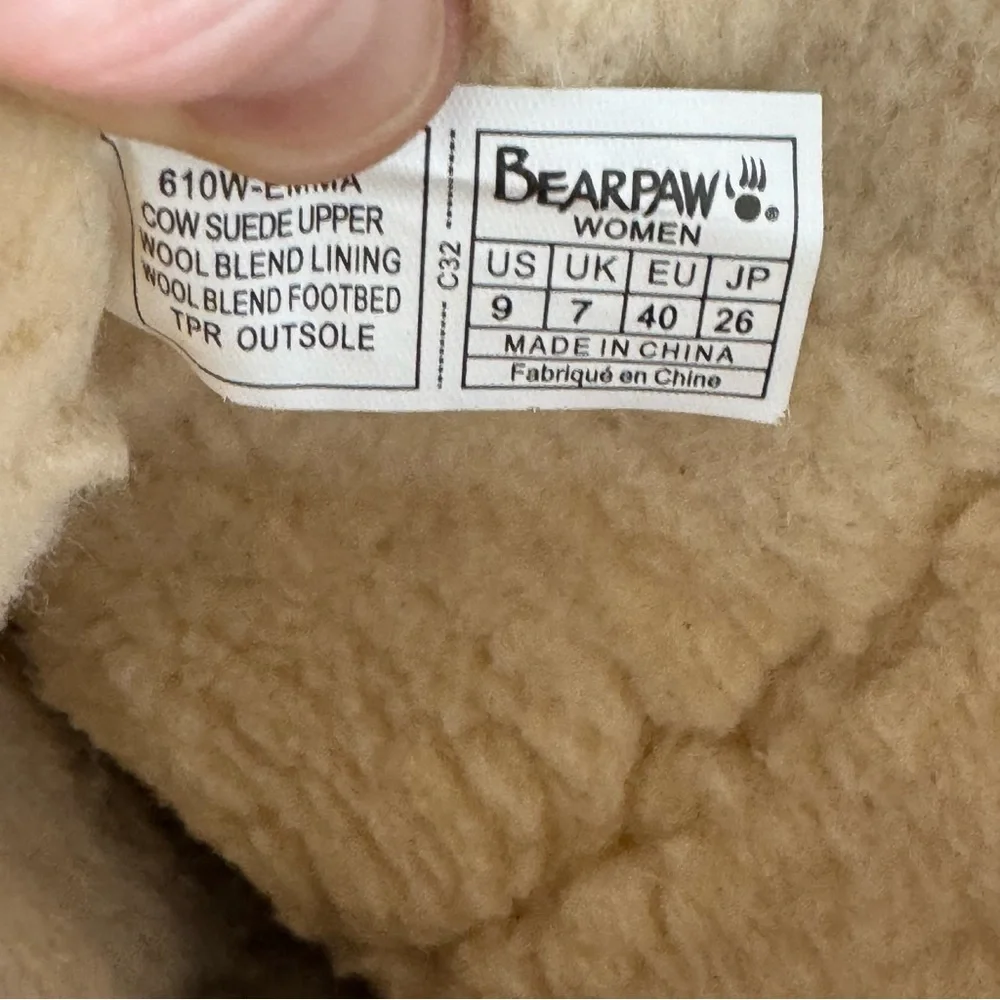 Bearpaw Womens Emma‎ Winter Snow Boots Brown Sheepskin Lined Mid Calf Pull On 9